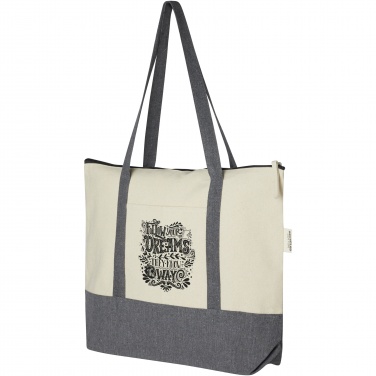 Logotrade promotional gift picture of: Repose 320 g/m² recycled cotton zippered tote bag 10L