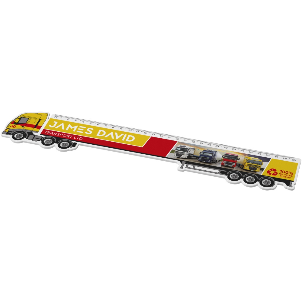 Logo trade promotional products image of: Tait 30cm lorry-shaped recycled plastic ruler