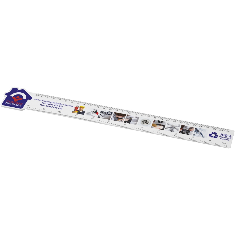 Logotrade advertising product picture of: Tait 30cm house-shaped recycled plastic ruler