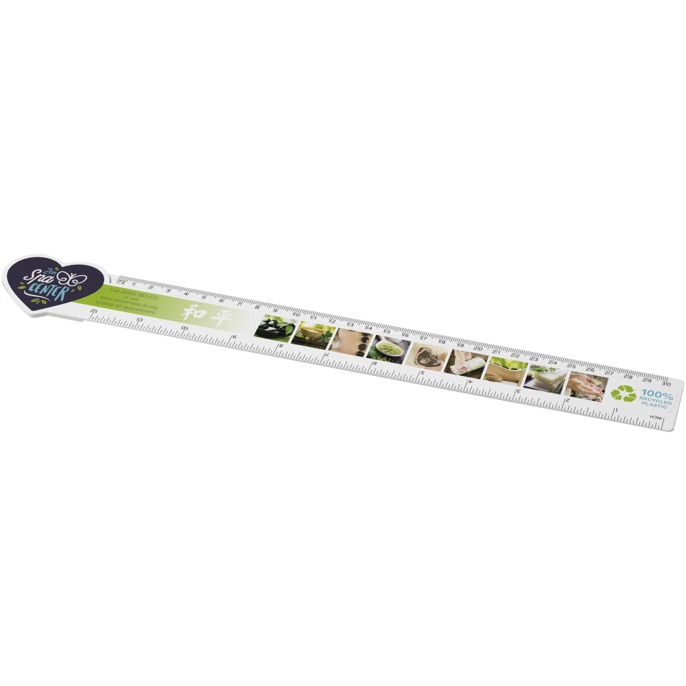 Logo trade promotional product photo of: Tait 30cm heart-shaped recycled plastic ruler