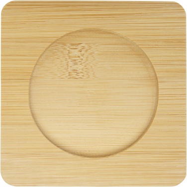 Logo trade promotional products picture of: Manti 2-piece 250 ml double-wall glass cup with bamboo coaster 