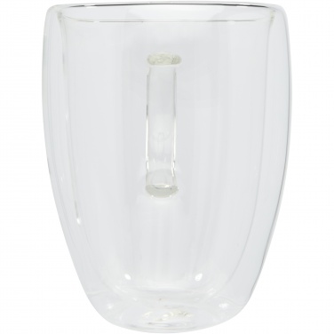 Logo trade promotional merchandise photo of: Manti 2-piece 350 ml double-wall glass cup with bamboo coaster 