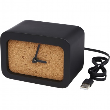 Logo trade business gifts image of: Momento wireless limestone charging desk clock