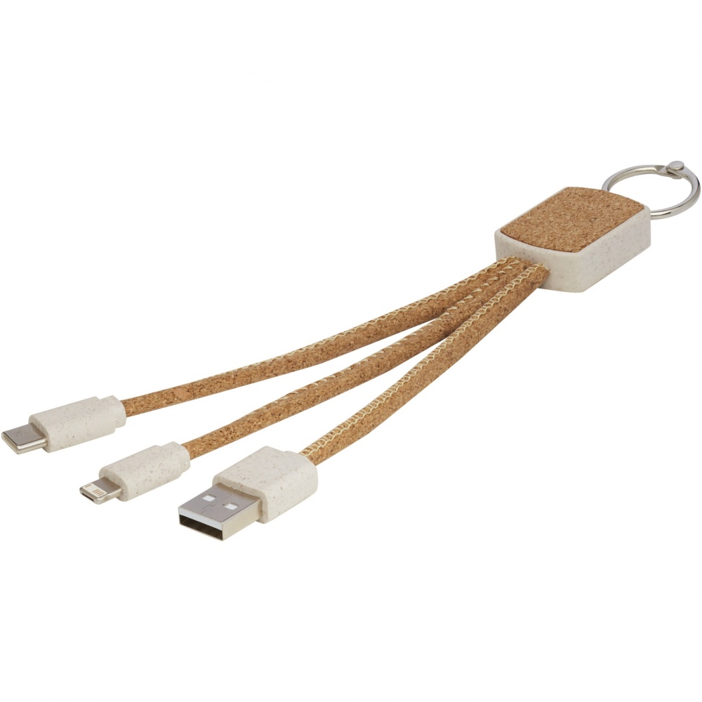 Logo trade advertising products image of: Bates wheat straw and cork 3-in-1 charging cable