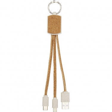 Logo trade business gift photo of: Bates wheat straw and cork 3-in-1 charging cable