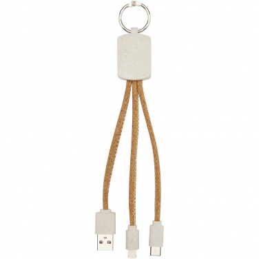 Logotrade promotional gift image of: Bates wheat straw and cork 3-in-1 charging cable