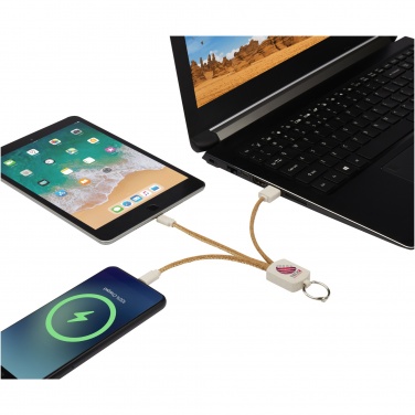 Logotrade promotional item image of: Bates wheat straw and cork 3-in-1 charging cable