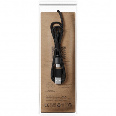 Logotrade business gift image of: SCX.design C38 5-in-1 rPET light-up logo charging cable with squared wooden casing