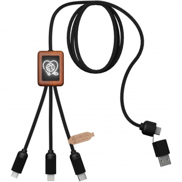 Logotrade promotional gift picture of: SCX.design C38 5-in-1 rPET light-up logo charging cable with squared wooden casing