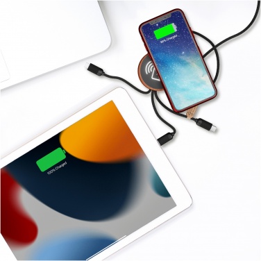 Logo trade promotional merchandise image of: SCX.design C40 5-in-1 rPET light-up logo charging cable and 10W charging pad