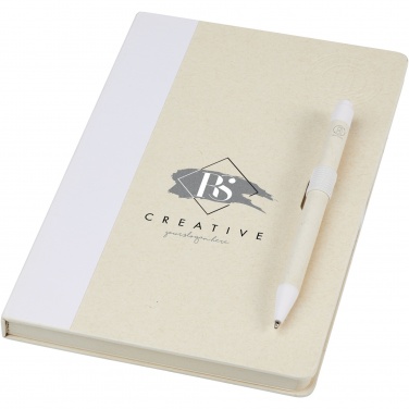 Logo trade promotional products image of: Dairy Dream A5 size reference recycled milk cartons notebook and ballpoint pen set