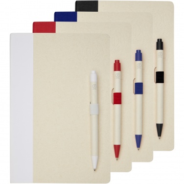 Logo trade corporate gifts image of: Dairy Dream A5 size reference recycled milk cartons notebook and ballpoint pen set