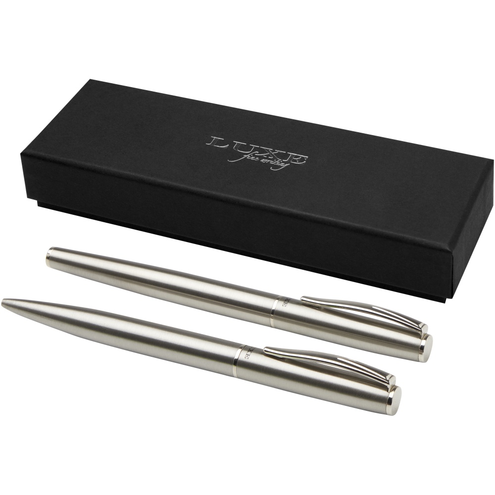 Logotrade promotional merchandise picture of: Didimis recycled stainless steel ballpoint and rollerball pen set