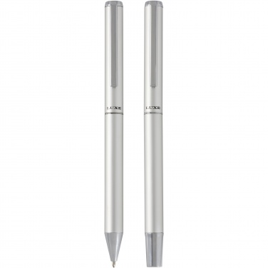 Logo trade promotional items image of: Lucetto recycled aluminium ballpoint and rollerball pen gift set