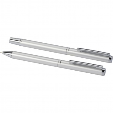 Logotrade promotional items photo of: Lucetto recycled aluminium ballpoint and rollerball pen gift set