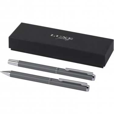 Logo trade promotional items picture of: Lucetto recycled aluminium ballpoint and rollerball pen gift set