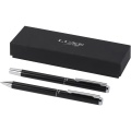 Lucetto recycled aluminium ballpoint and rollerball pen gift set, Solid black