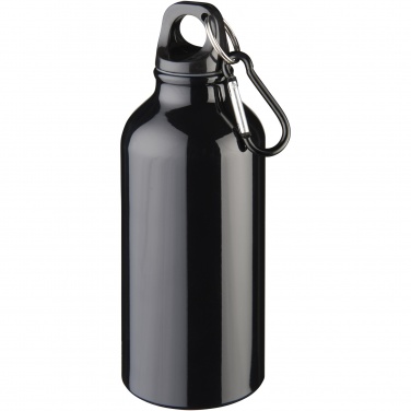 Logo trade promotional giveaways image of: Oregon 400 ml RCS certified recycled aluminium water bottle with carabiner