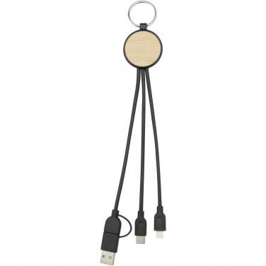 Logotrade corporate gift picture of: Tecta 6-in-1 recycled plastic/bamboo charging cable with keyring