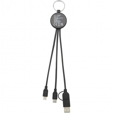 Logo trade corporate gifts image of: Tecta 6-in-1 recycled plastic/bamboo charging cable with keyring