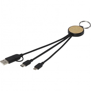 Logotrade promotional gift image of: Tecta 6-in-1 recycled plastic/bamboo charging cable with keyring