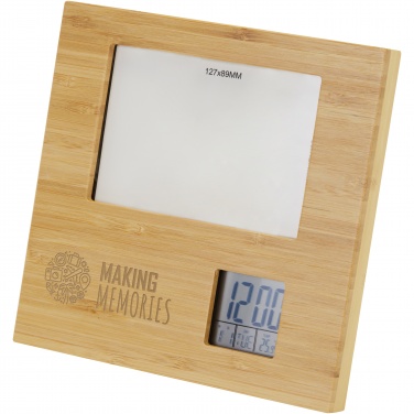 Logo trade promotional items picture of: Sasa bamboo photo frame with thermometer