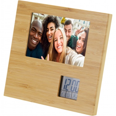 Logo trade business gifts image of: Sasa bamboo photo frame with thermometer