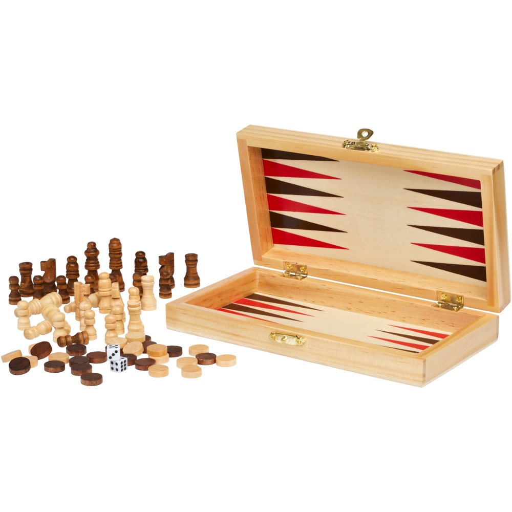 Logotrade promotional merchandise picture of: Mugo 3-in-1 wooden game set