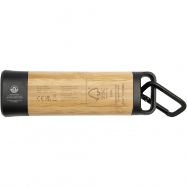 Logotrade promotional gift image of: Kuma bamboo/RCS recycled plastic torch with carabiner