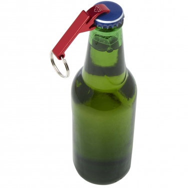 Logo trade advertising product photo of: Tao RCS recycled aluminium bottle and can opener with keychain 