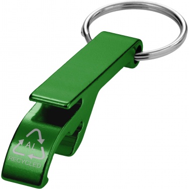 Logotrade promotional item image of: Tao RCS recycled aluminium bottle and can opener with keychain 