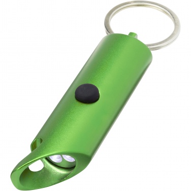 Logo trade promotional items picture of: Flare RCS recycled aluminium IPX LED light and bottle opener with keychain