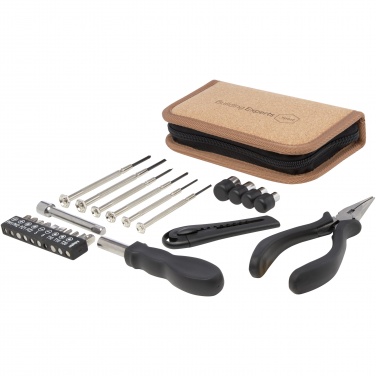 Logo trade promotional items image of: Spike 24-piece RCS recycled plastic tool set with cork pouch