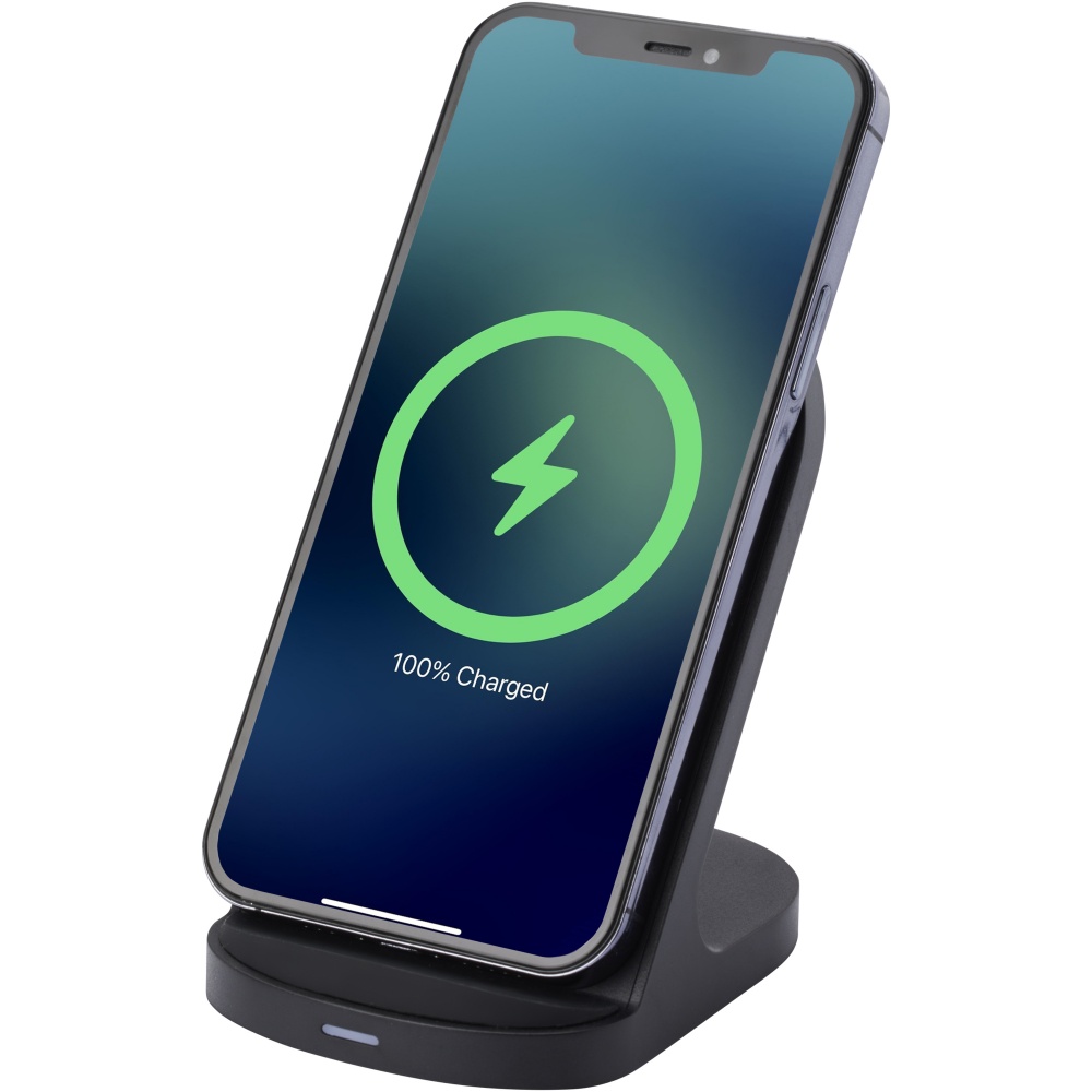 Logotrade promotional gift image of: Loop 15W dual coil RCS recycled plastic wireless charging stand