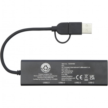 Logo trade promotional merchandise image of: Rise RCS recycled aluminium USB 2.0 hub