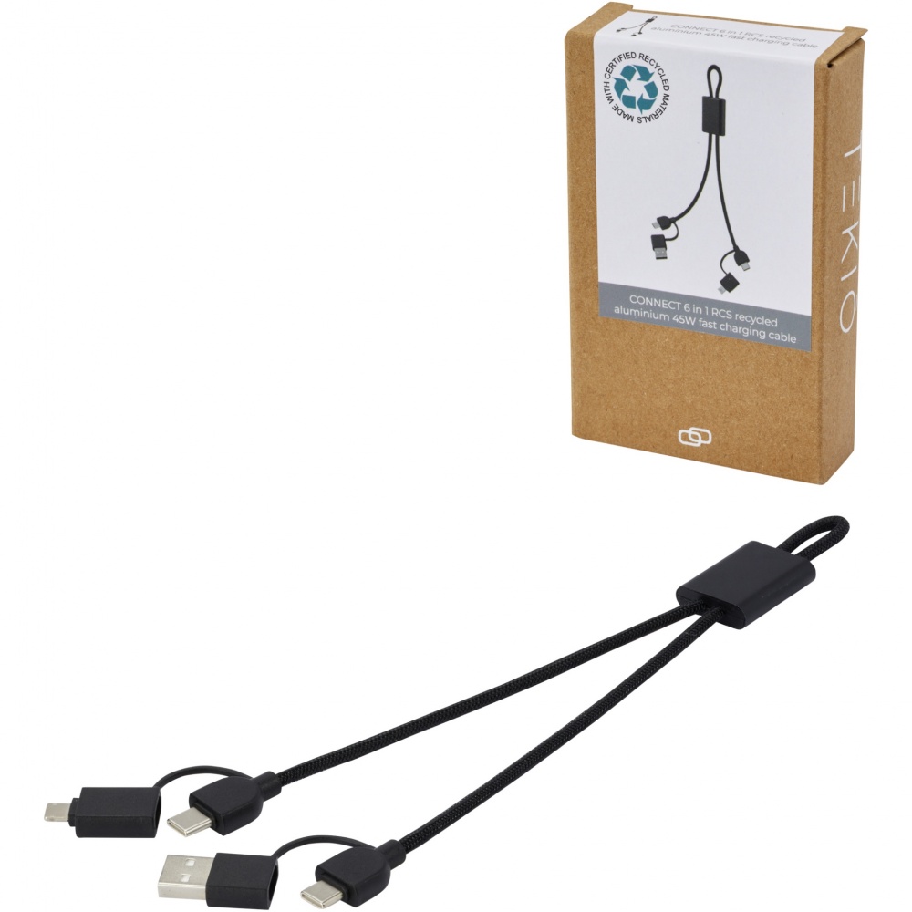 Logo trade corporate gift photo of: Connect 6-in-1 RCS recycled aluminium 45W quick charge & data transfer cable