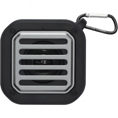 Logotrade promotional giveaways photo of: Solo 3W IPX5 RCS recycled plastic solar Bluetooth® speaker with carabiner 