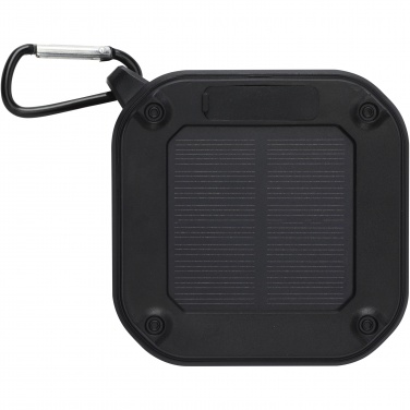 Logo trade promotional items picture of: Solo 3W IPX5 RCS recycled plastic solar Bluetooth® speaker with carabiner 