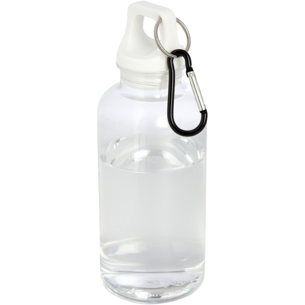 Logo trade promotional merchandise image of: Oregon 400 ml RCS certified recycled plastic water bottle with carabiner