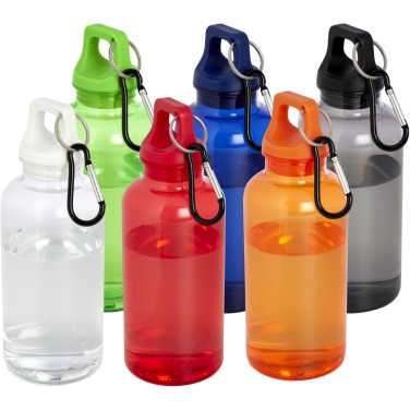 Logotrade promotional item image of: Oregon 400 ml RCS certified recycled plastic water bottle with carabiner