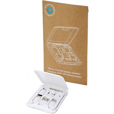 Logotrade business gift image of: Savvy recycled plastic modular charging cable with phone holder