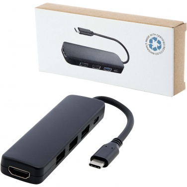 Logotrade corporate gift picture of: Loop RCS recycled plastic multimedia adapter USB 2.0-3.0 with HDMI port