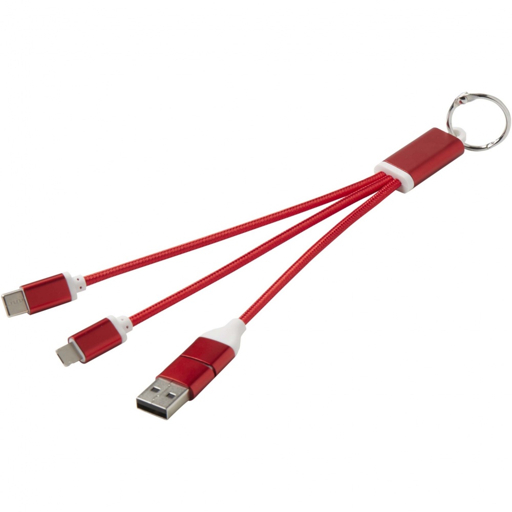 Logotrade promotional gift image of: Metal 4-in-1 recycled aluminium charging cable with keychain