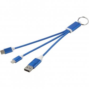 Logotrade promotional gift picture of: Metal 4-in-1 recycled aluminium charging cable with keychain