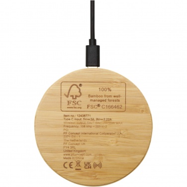 Logo trade corporate gift photo of: Essence 15W bamboo wireless charging pad