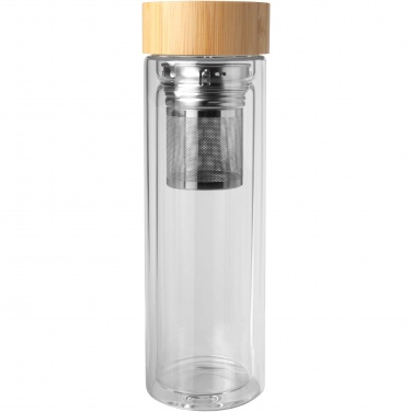 Logotrade business gift image of: Bailey 400 ml borsilicate glass infuser bottle with bamboo lid