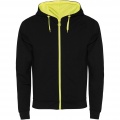 Fuji unisex sweat jacket, Solid black / Fluor Yellow