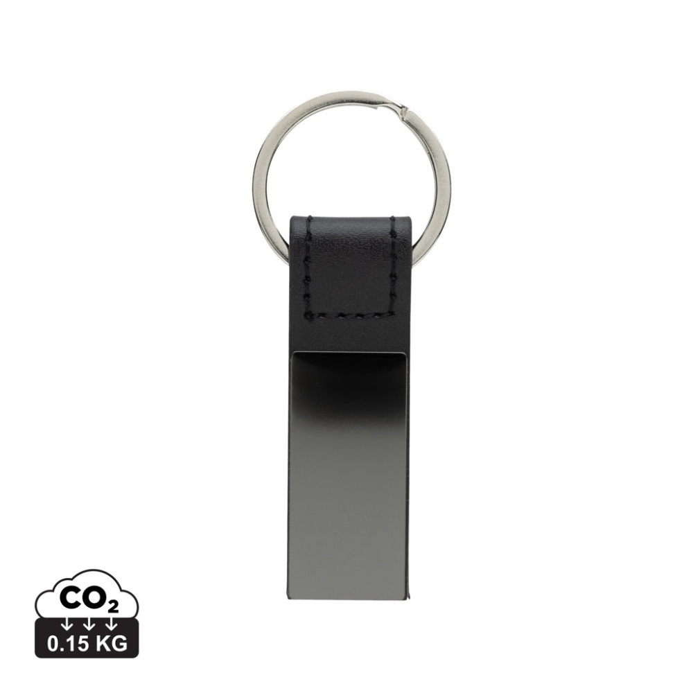 Logo trade corporate gifts image of: Luxury PU keychain RCS recycled zinc alloy