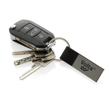 Logo trade promotional items image of: Luxury PU keychain RCS recycled zinc alloy