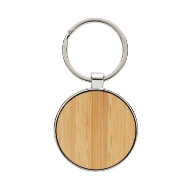 Logotrade promotional merchandise image of: RCS recycled zinc alloy round keychain with bamboo